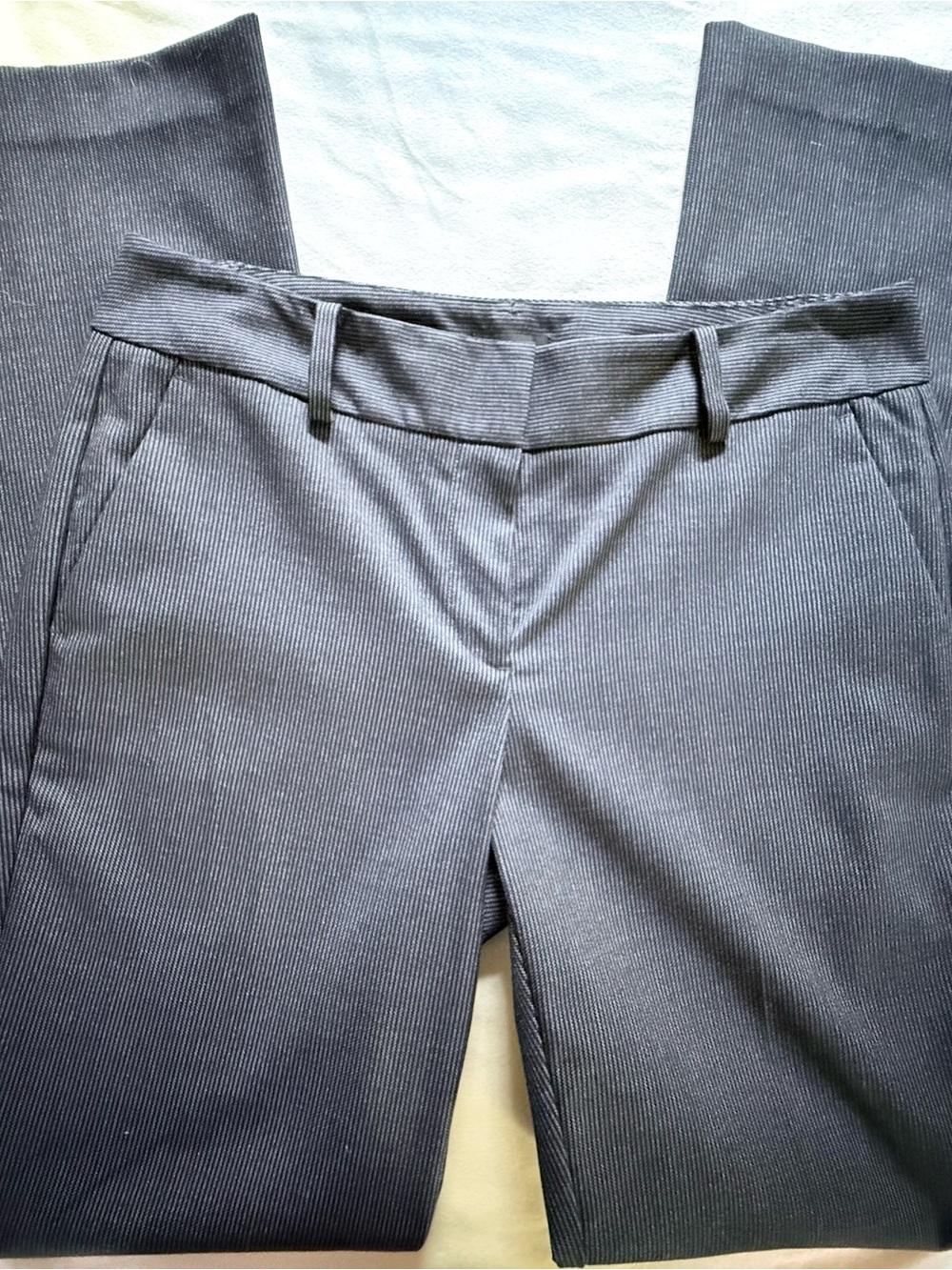 Classic Pinstripe Ann Taylor Signature Dress Pants in Dark Navy with pin stripes